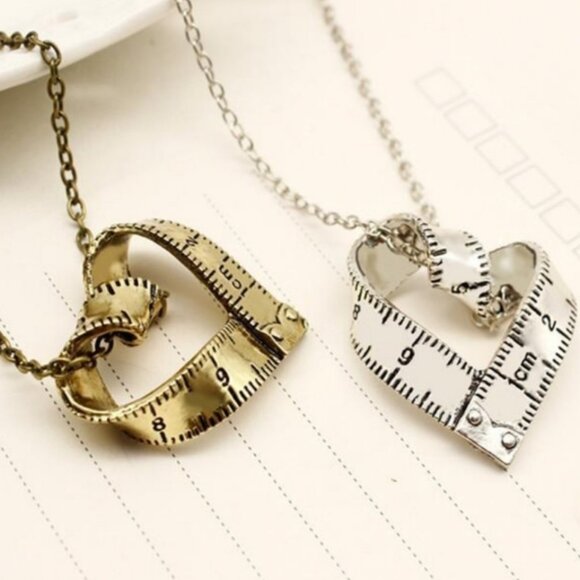 Heart Shaped Measuring Tape Pendant Necklace - Picture 3 of 6
